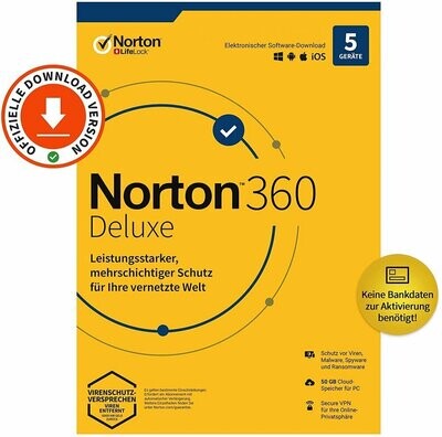 Norton 360 Deluxe | 5 Geräte | 1 Jahr | kein autom. Abo | ESD