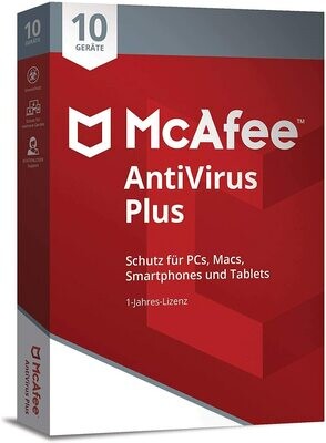 McAfee Antivirus Plus | 10 Geräte  | 1 Jahr | stets aktuell | Box