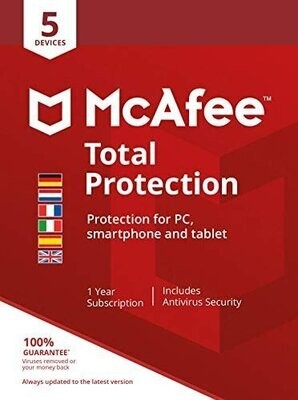 McAfee Total Protection | 5 Geräte | 1 Jahr | stets aktuell | PKC