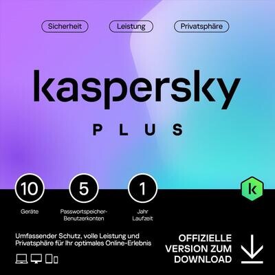 Kaspersky Plus Internet Security | 10 Geräte | 1 Jahr | stets aktuell | ESD