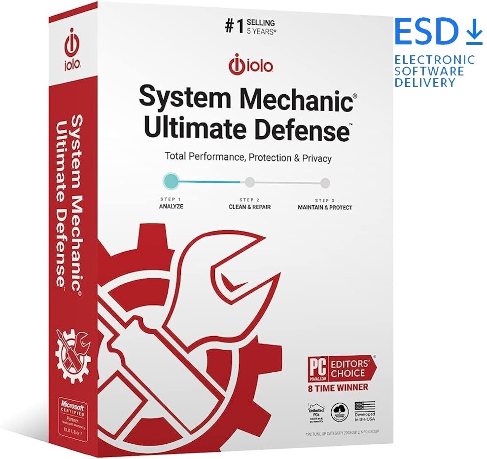 iolo System Mechanic Ultimate Defense | 10 PCs | 1 Jahr stets aktuell | ESD