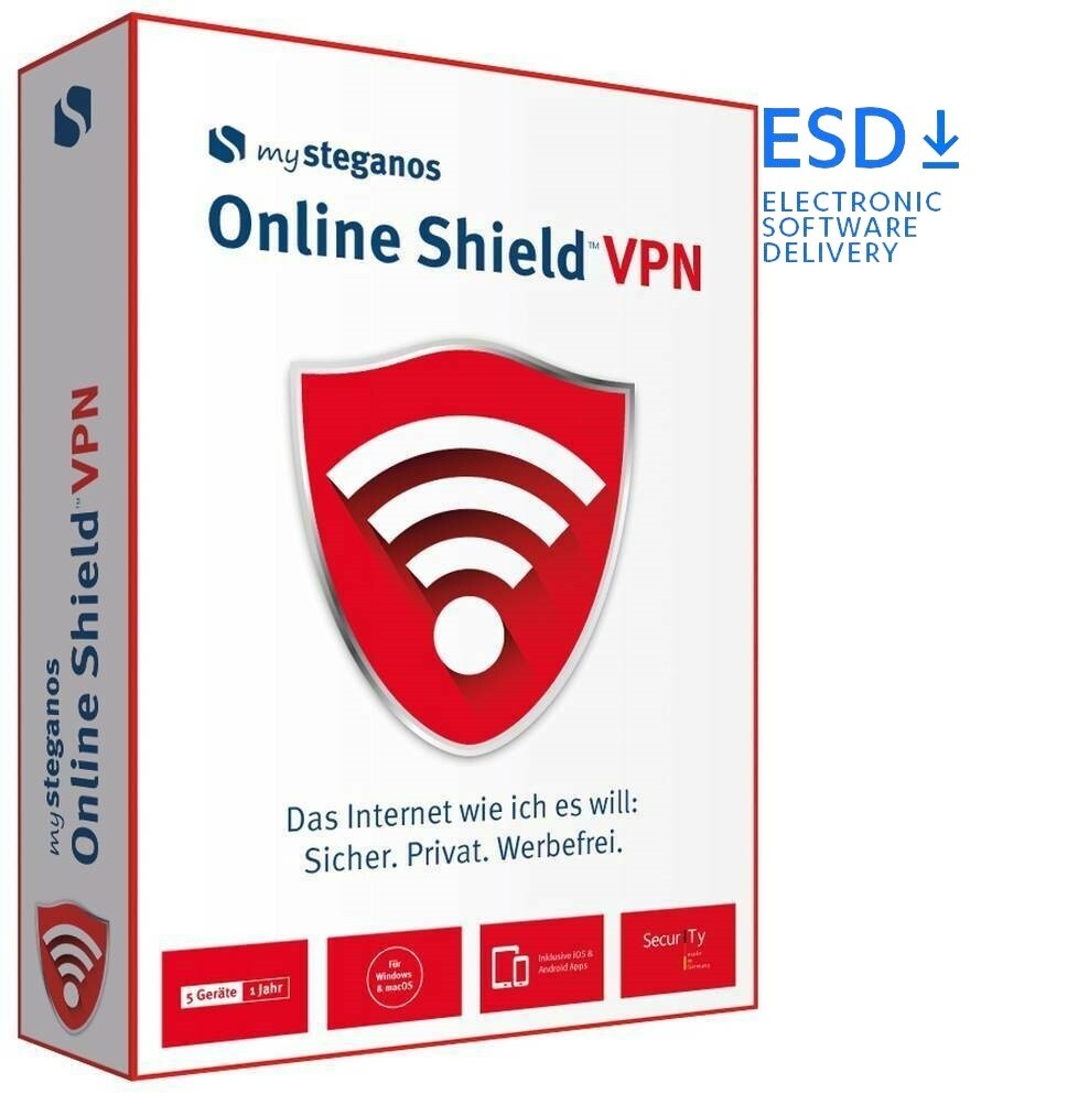 mySteganos Online Shield VPN | 5 Geräte | 1 Jahr | stets aktuell | ESD