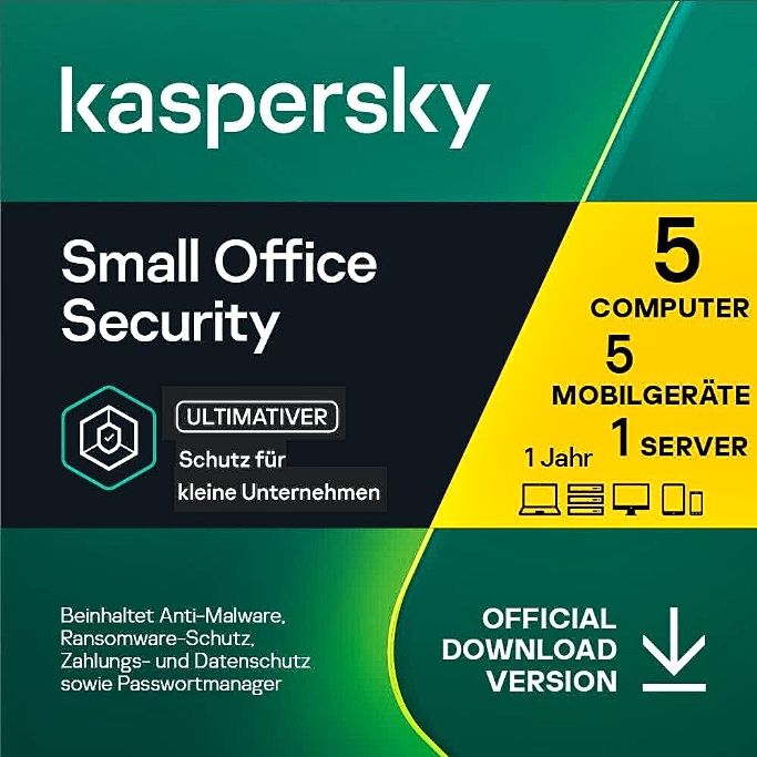 Kaspersky Small Office Security | 5+5+1 | 1 Jahr | stets aktuell | Key in 5 Min.  | ESD