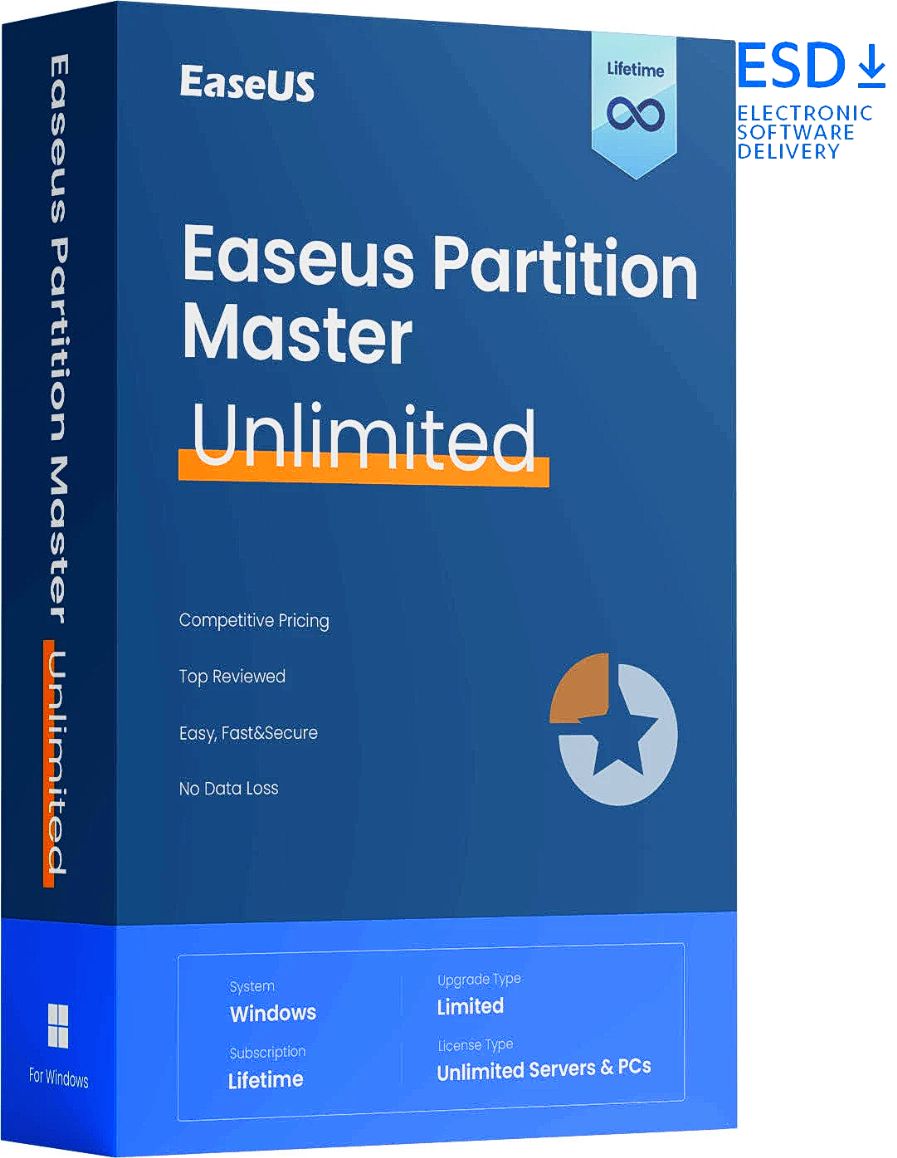 EaseUS Partition Master unlimited PCs/Server | Lifetime Upgrades | ESD