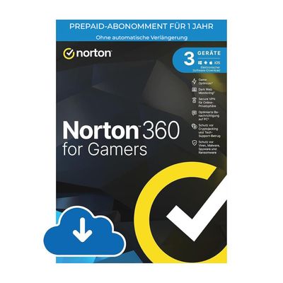 Norton 360 for Gamers | 3 Geräte | 1 Jahr | kein autom. Abo | ESD
