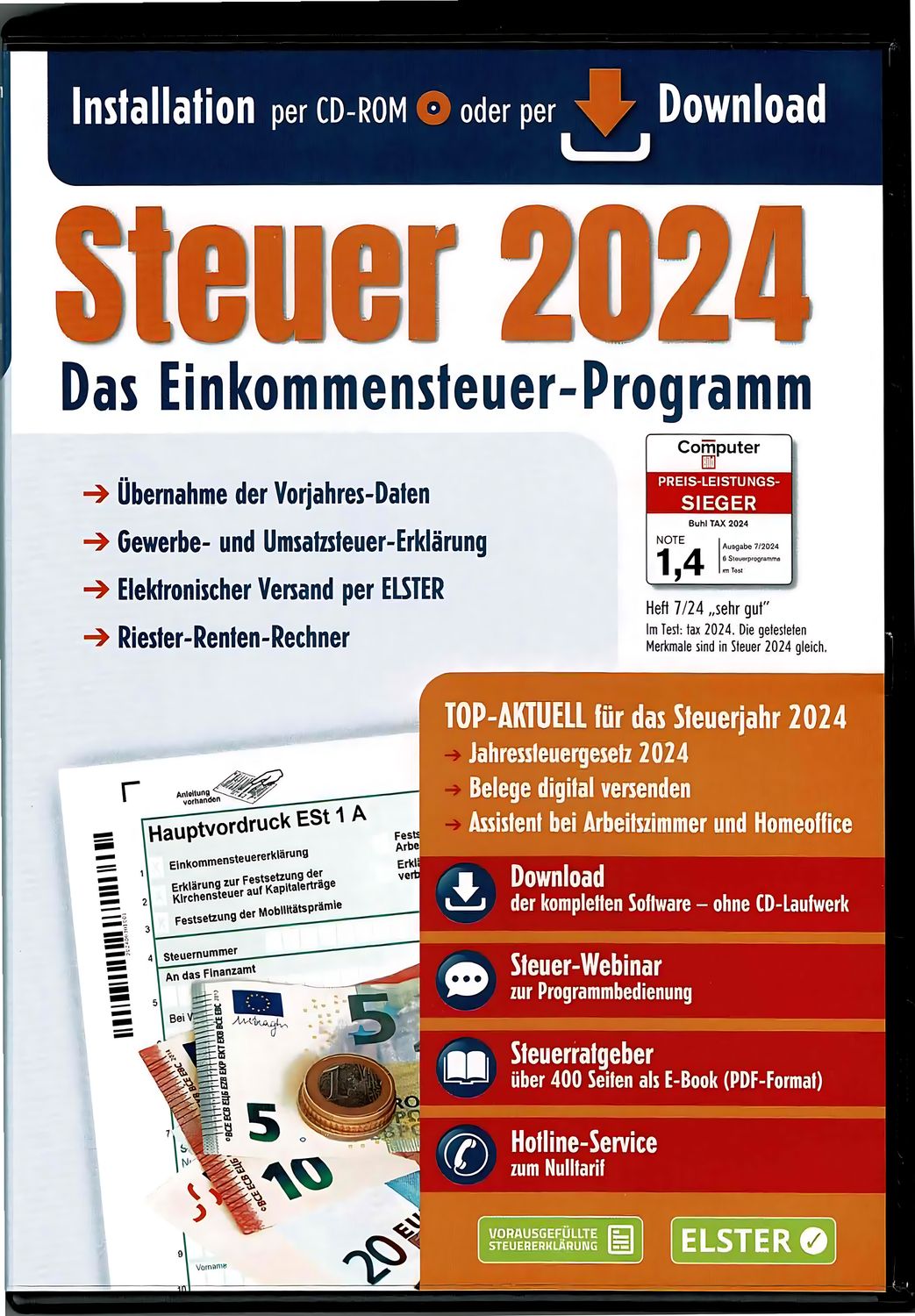 Aldi Steuer-Software 2024 – Steuererklärung für Steuerjahr 2024 | CD-ROM