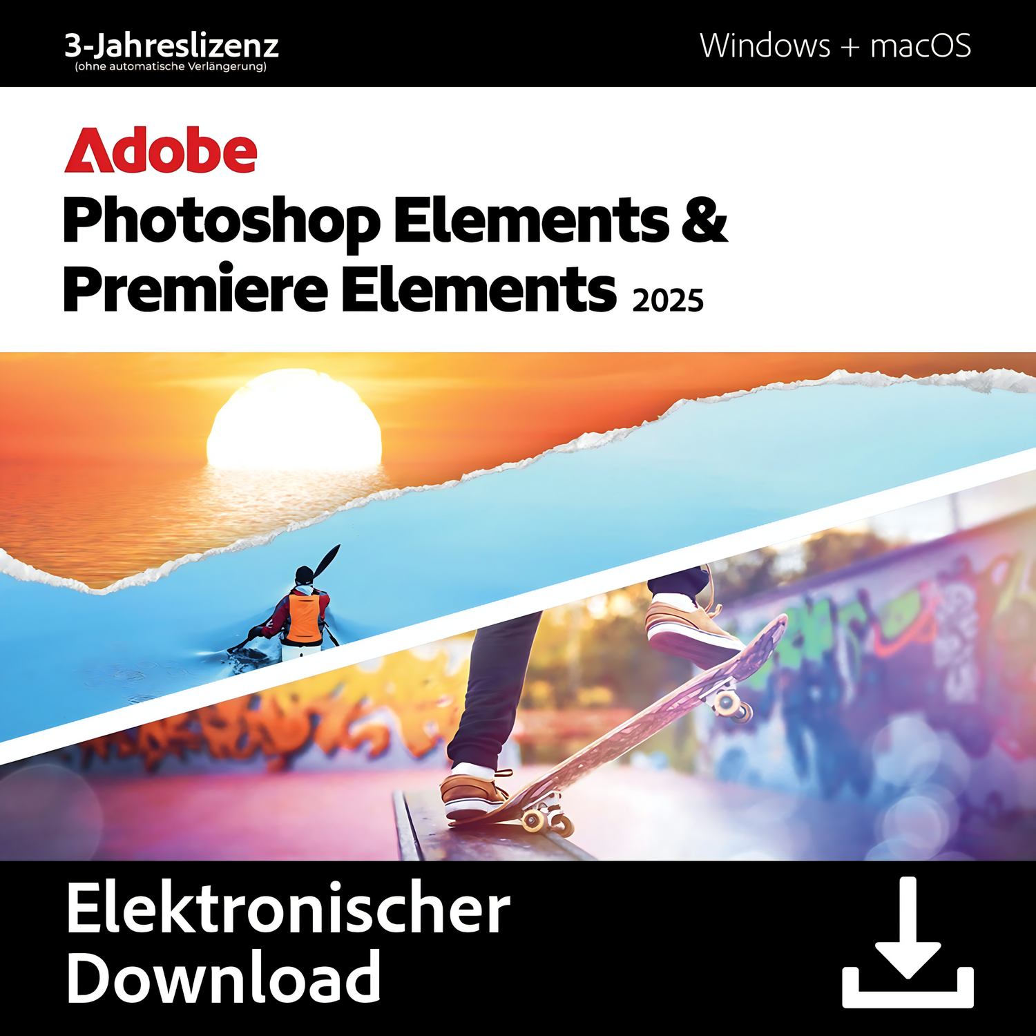 Adobe Photoshop + Premiere Elements 2025 | 2 Geräte | 3 Jahre | ESD