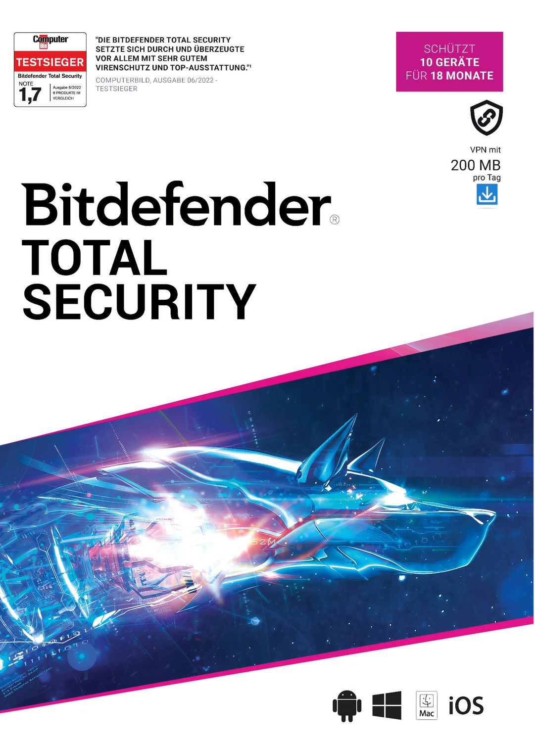 Bitdefender Total Security | 10 Geräte | 18 Monate | stets aktuell | ESD