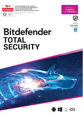 Bitdefender Total Security | 10 Geräte | 18 Monate | stets aktuell | ESD