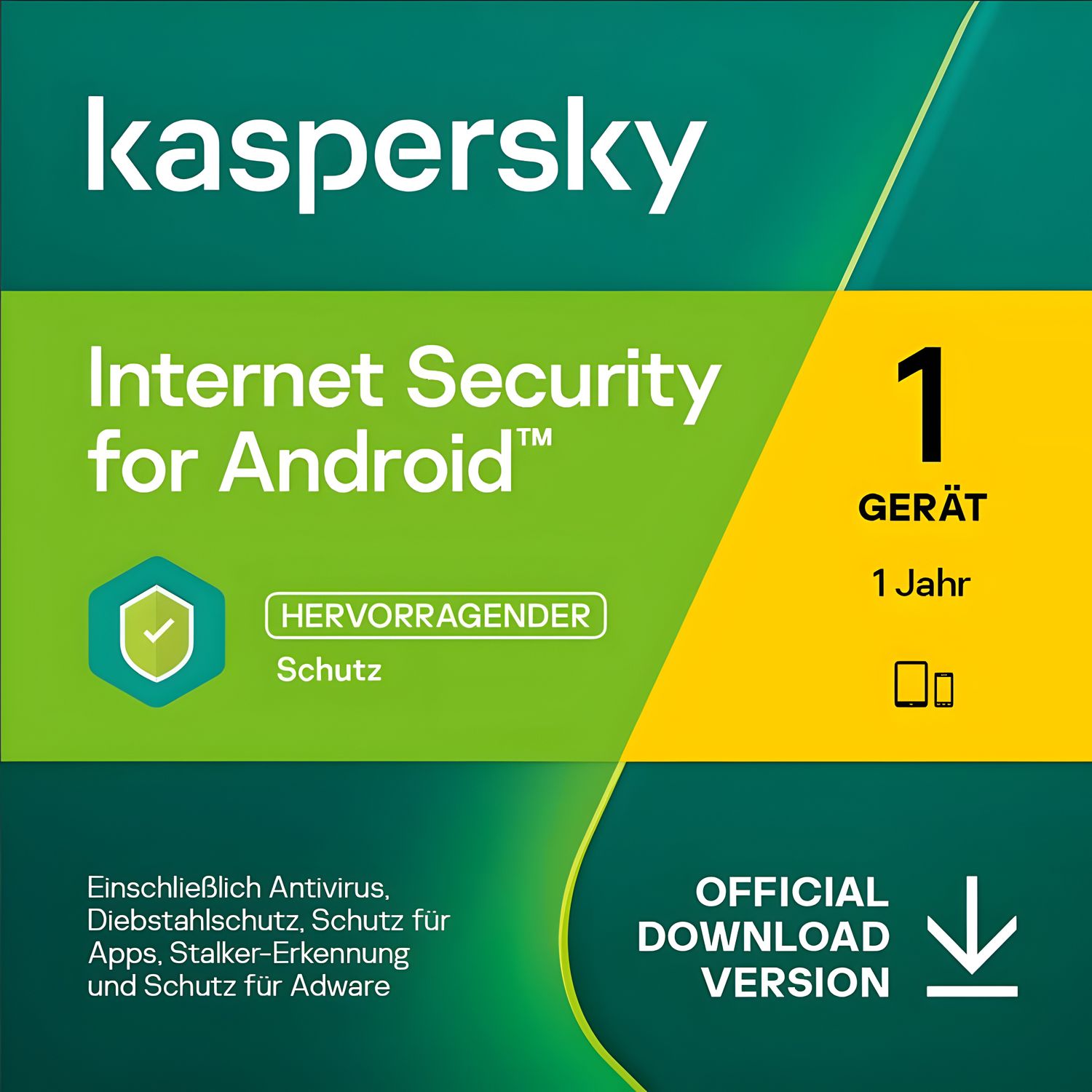 Kaspersky Internet Security für ANDROID | 1 Mobil-Gerät | 1 Jahr | Key in 5 Min. | ESD