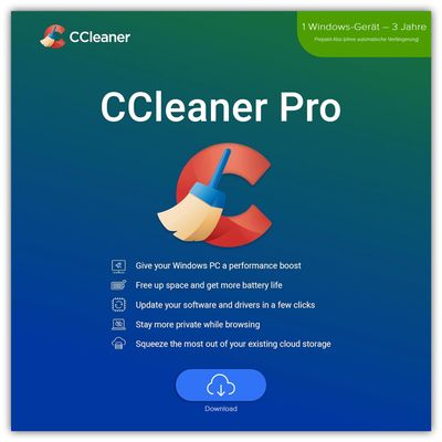 CCleaner Professional | 1 PC | 3 Jahre | stets aktuell | ESD