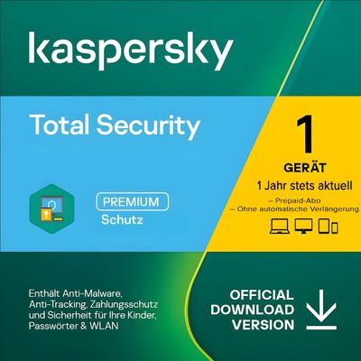 Kaspersky Total Security | 1 Gerät | 1 Jahr | Key in 5 Min. | ESD