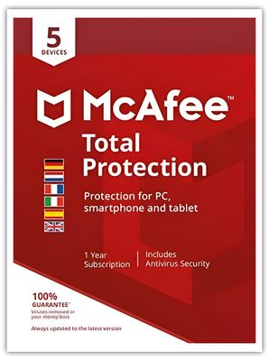 McAfee Total Protection | 5 Geräte | 1 Jahr | stets aktuell | PKC