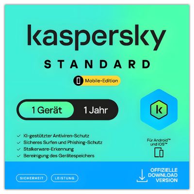 Kaspersky Mobile Device Security | 1 Mobil-Gerät | 1 Jahr | stets aktuell | ESD