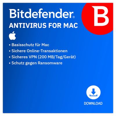 Bitdefender Antivirus for Mac | 1 MAC | 1 Jahr | stets aktuell | ESD