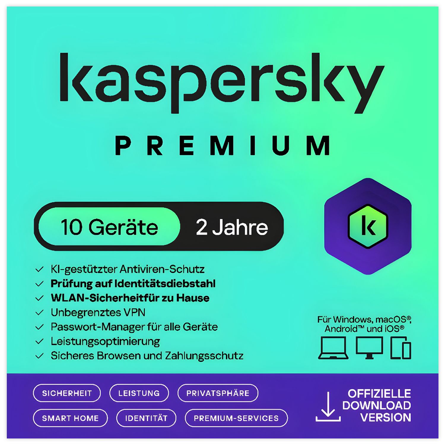Kaspersky Premium Total Security | 10 Geräte | 2 Jahre | stets aktuell | ESD
