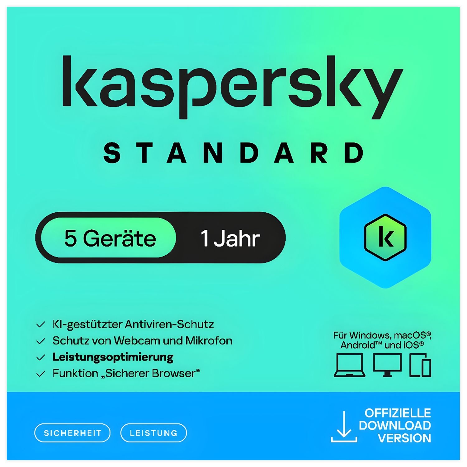 Kaspersky Standard AntiVirus | 5 Geräte | 1 Jahr | stets aktuell | ESD