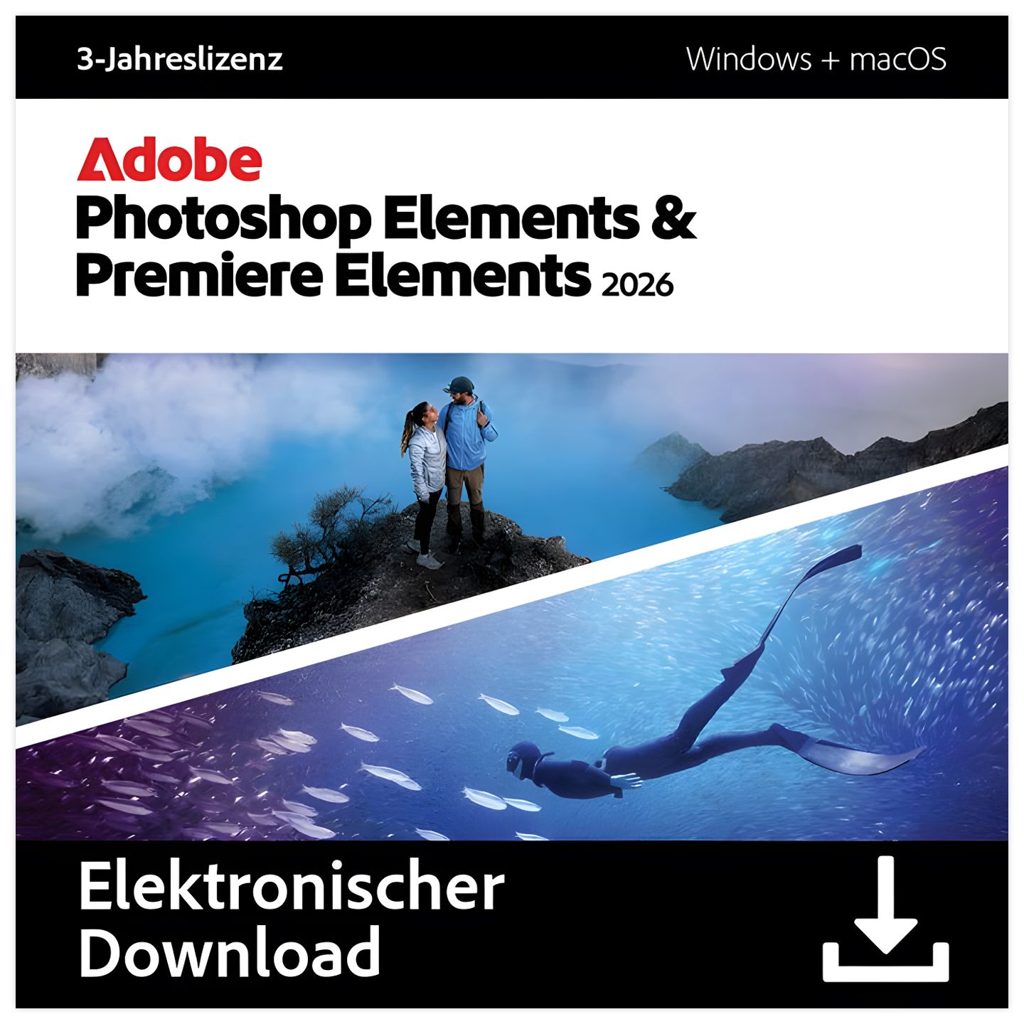 Adobe Photoshop &amp; Premiere Elements 2026 | 2 Geräte | 3 Jahre | ESD