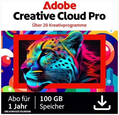 Adobe Creative Cloud Pro | 1 Nutzer (2 PC/Mac) | 1 Jahr inkl. 100 GB Cloud | ESD