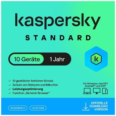 Kaspersky Standard AntiVirus | 10 Geräte | 1 Jahr | stets aktuell | ESD