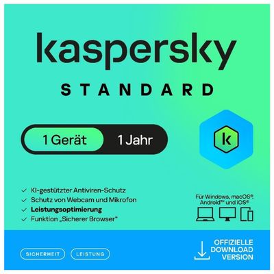 Kaspersky Standard AntiVirus | 1 Gerät | 1 Jahr | stets aktuell | Key in 5 Min. | ESD