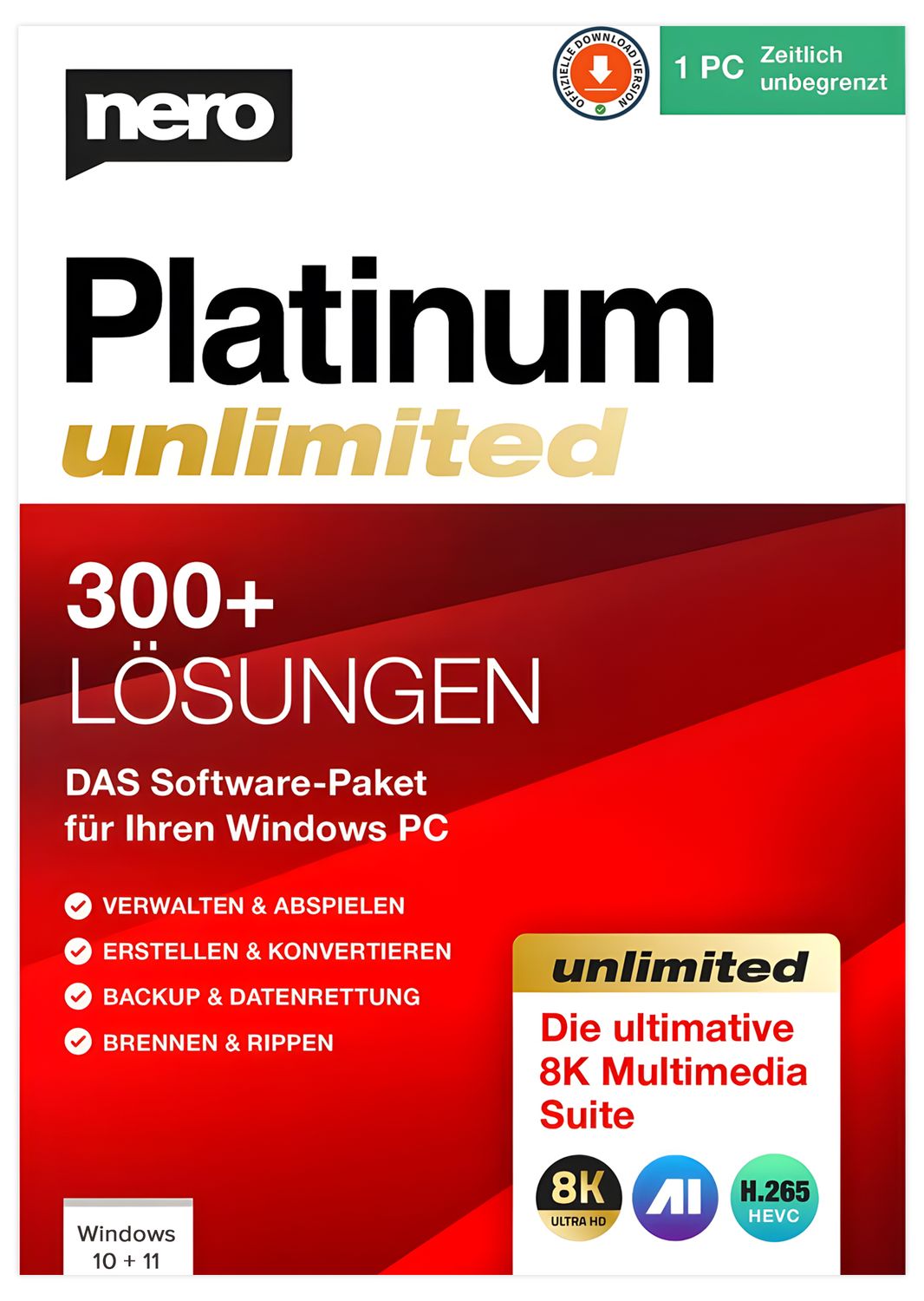 Nero Platinum Unlimited 2026 | 1 PC | Dauerlizenz | ESD