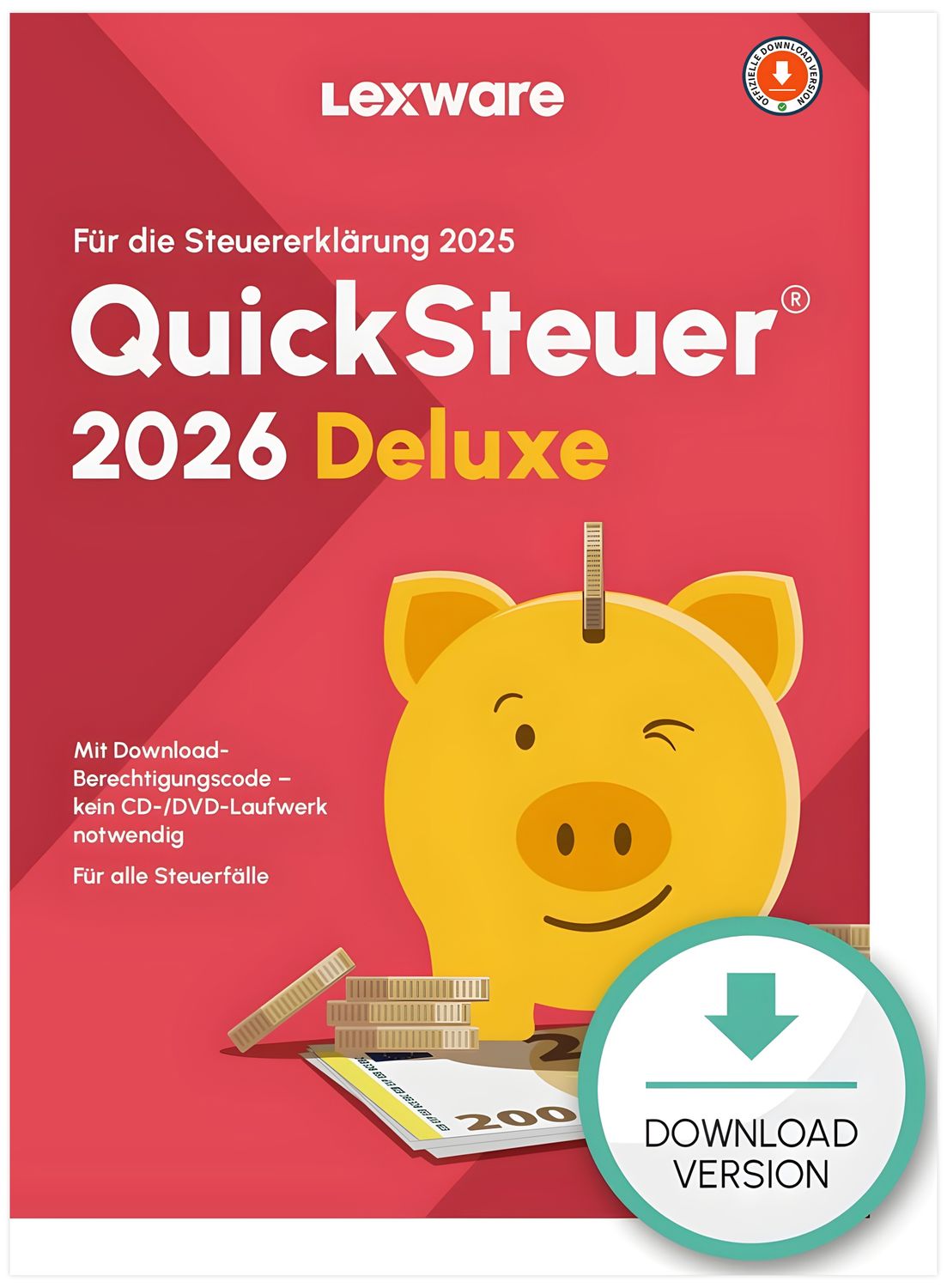 Lexware Quicksteuer Deluxe 2026 (für Steuerjahr, 2025 privat &amp; gewerblich) | 1 PC (Windows) | ESD