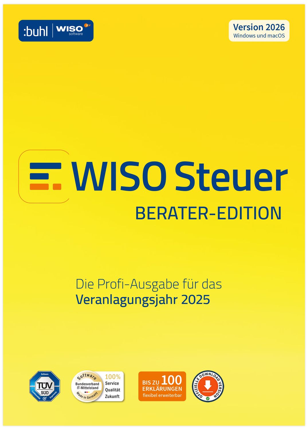 WISO Steuer Berater-Edition 2026 (Veranlagung 2025) | 1 Nutzer (Windows &amp; Mac) | ESD