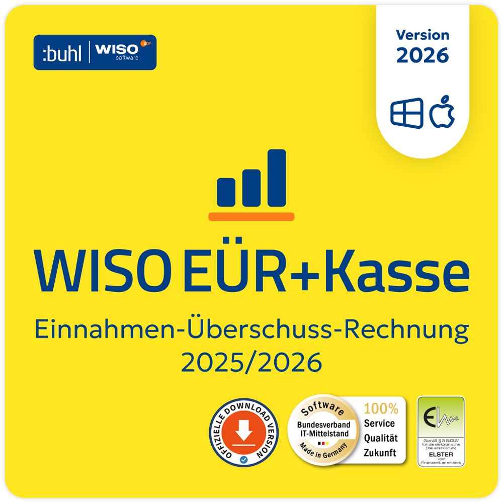 WISO EÜR &amp; Kasse 2025/2026 | 1 Nutzer (Windows &amp; Mac) | ESD