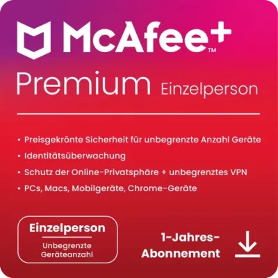 McAfee+ Premium Individual | 1 User/unbegrenzte Geräte | 1 Jahr | ESD