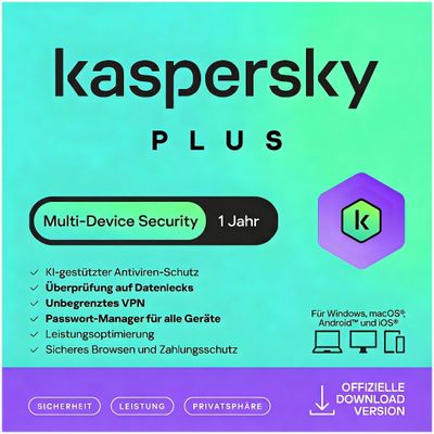 Kaspersky Plus Internet Security | 5 Geräte | 1 Jahr | stets aktuell | ESD