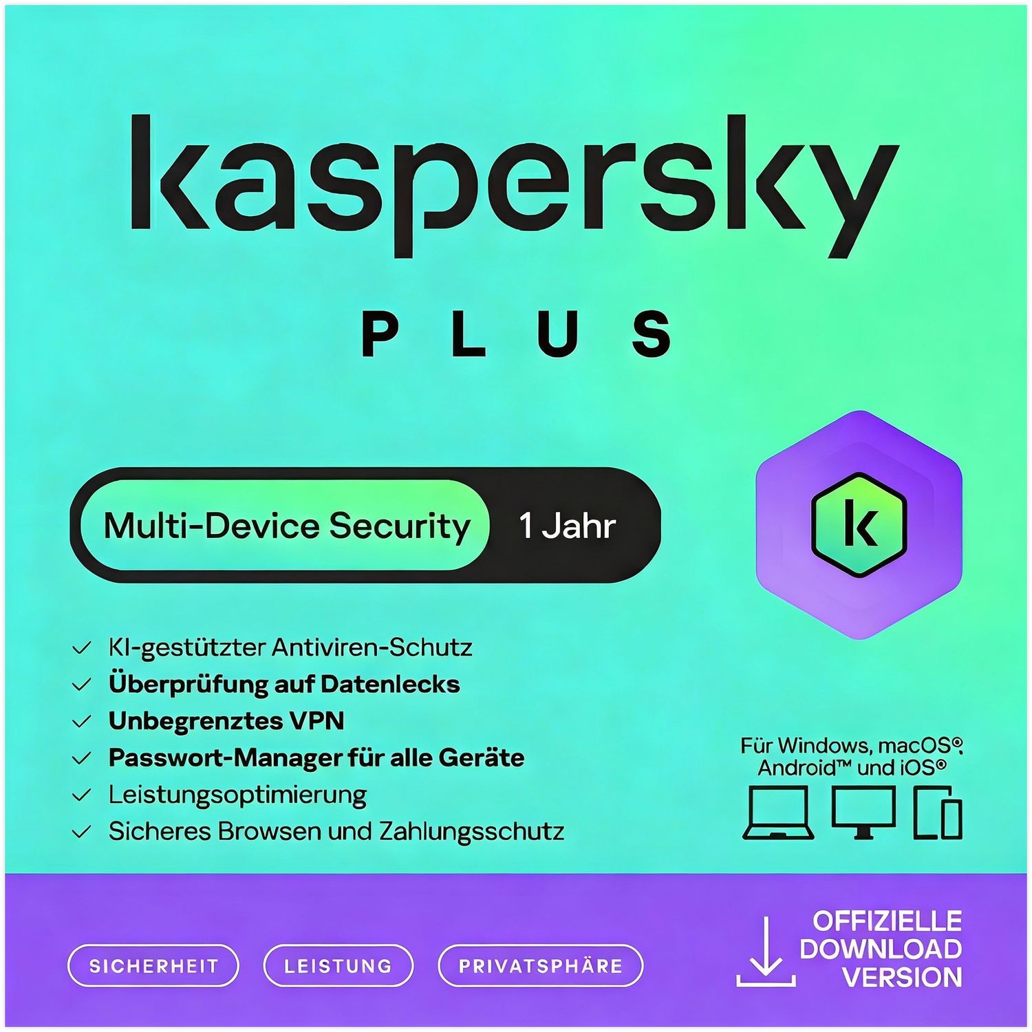 Kaspersky Plus Internet Security | 3 Geräte | 1 Jahr | stets aktuell | ESD