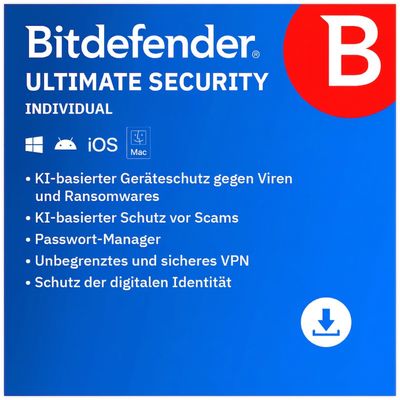 Bitdefender Ultimate Security Individual | 5 Geräte | 1 Jahr | stets aktuell | ESD
