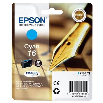Original Epson T1622 / 16 Cyan Druckerpatrone / C13T16224012 Original Epson T1622 / 16 Cyan Druckerpatrone / C13T16224012