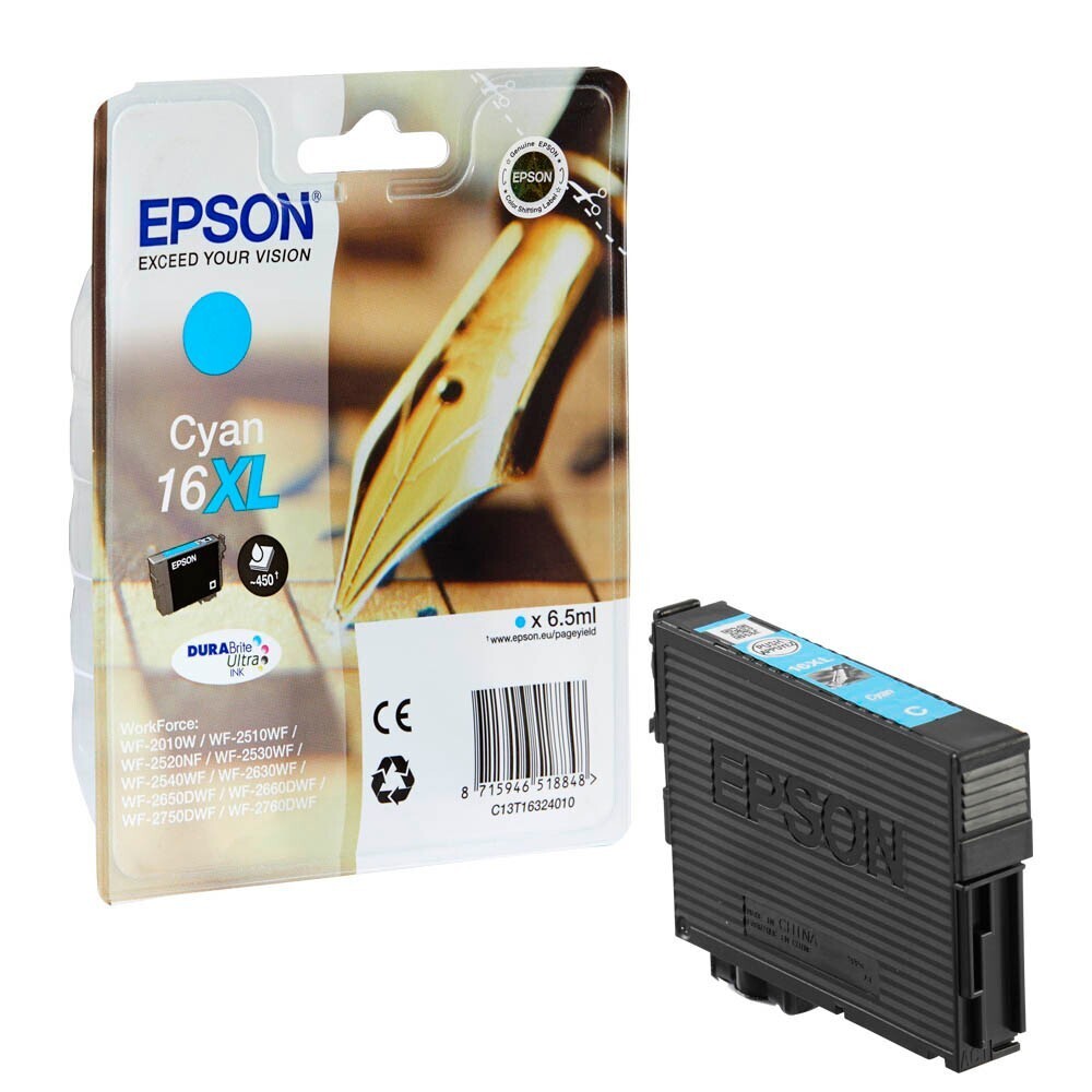 Original Epson T1632 / 16XL  Cyan Druckerpatrone / C13T16324012