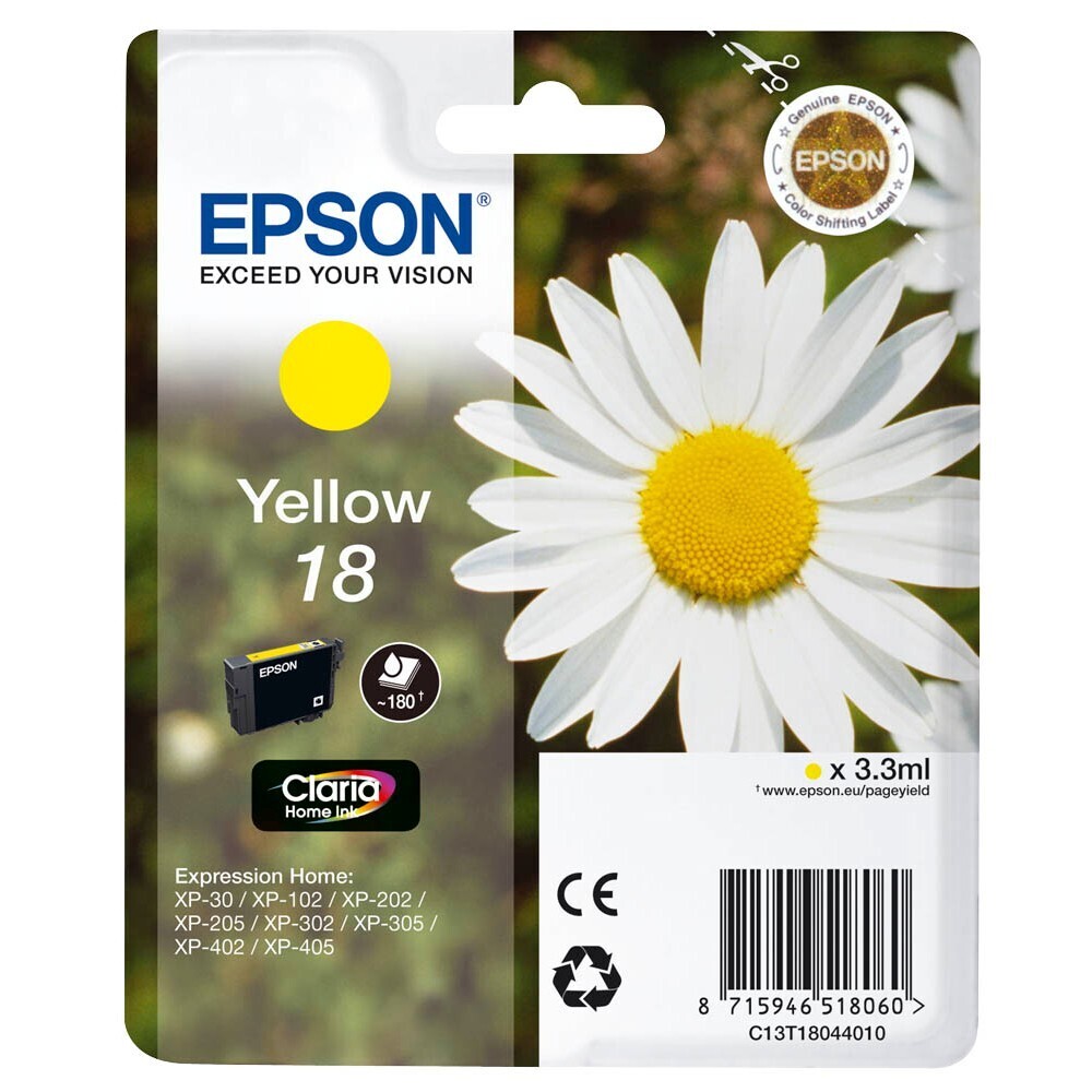Original Epson T1804 / 18  Yellow Druckerpatrone / C13T18044012