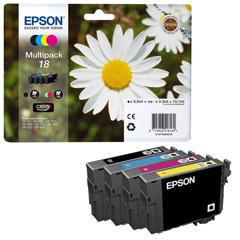 Original Epson Multipack T1806 / 18  Druckerpatronen / C13T18064012