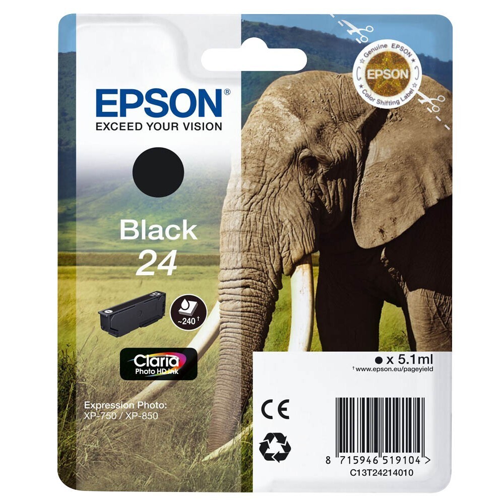 Original Epson T2421 / 24 schwarz Druckerpatrone / C13T24214012