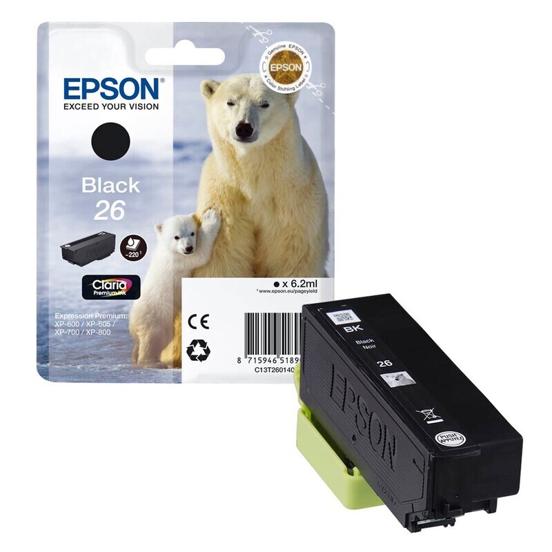 Original Epson T2601 / 26 schwarz Druckerpatrone / C13T26014012