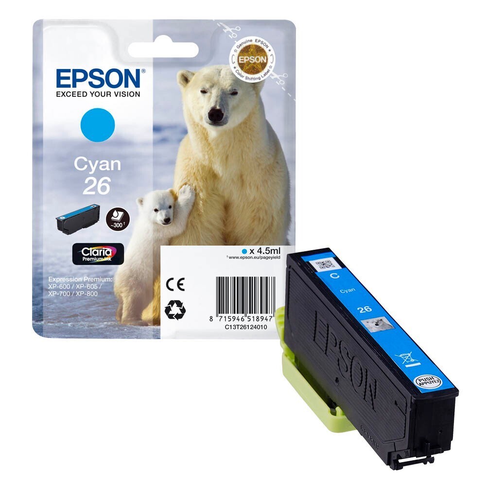 Original Epson T2612 / 26 Cyan Druckerpatrone / C13T26124012