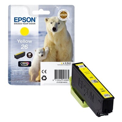 Original Epson T2614 / 26 Yellow Druckerpatrone / C13T26144012 Original Epson T2614 / 26 Yellow Druckerpatrone / C13T26144012