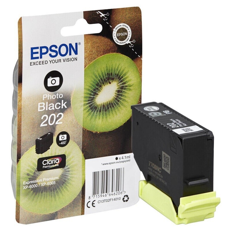 Original Epson 202 / T02F14 Foto schwarz Druckerpatrone / C13T02F14010 Original Epson 202 / T02F14 Foto schwarz Druckerpatrone / C13T02F14010
