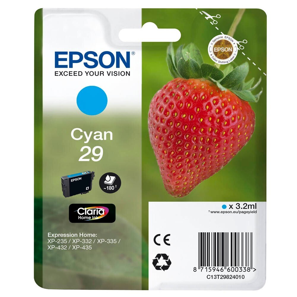 Original Epson T2982 / 29 Cyan Druckerpatrone / C13T29824012
