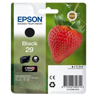 Original Epson T2981 / 29 schwarz Druckerpatrone / C13T29814012 Original Epson T2981 / 29 schwarz Druckerpatrone / C13T29814012