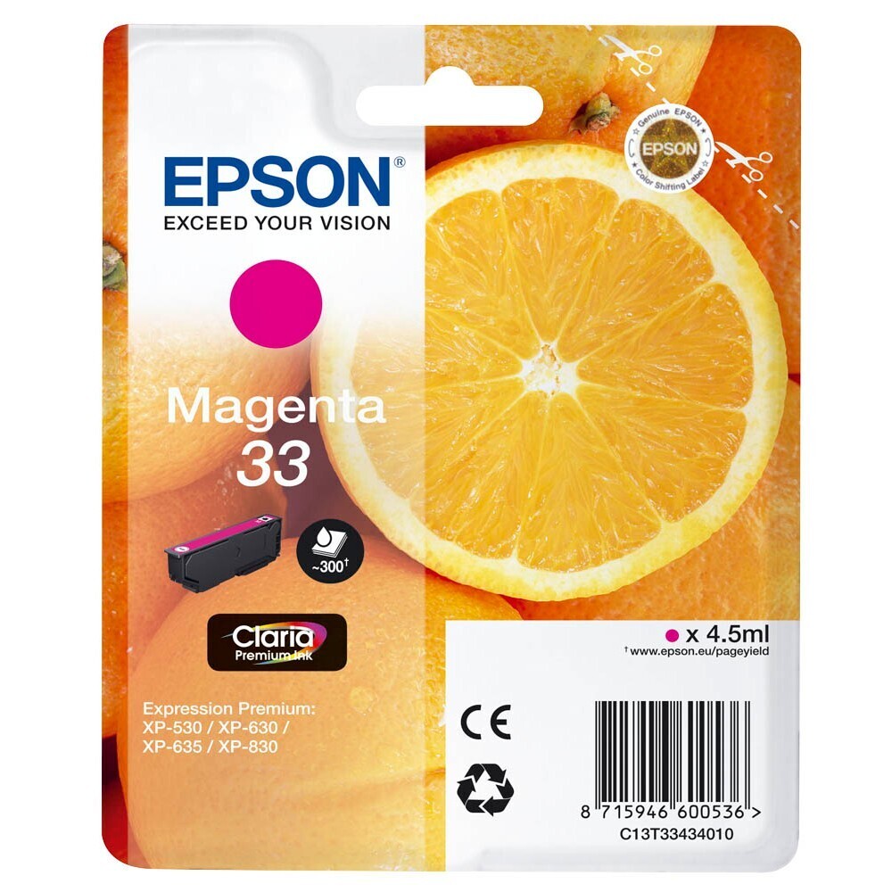 Original Epson T3343 / 33  Magenta Druckerpatrone / C13T33434012