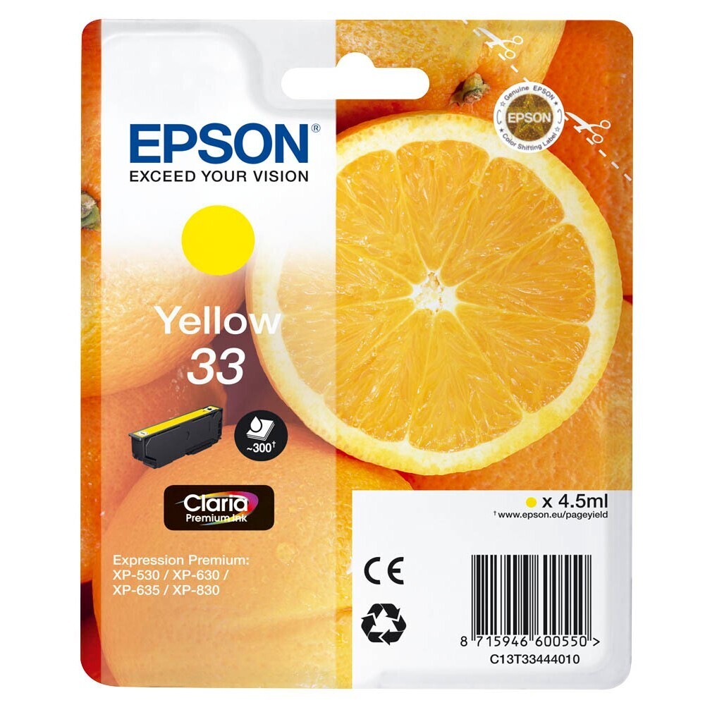 Original Epson T3344 / 33  Yellow Druckerpatrone / C13T33444012