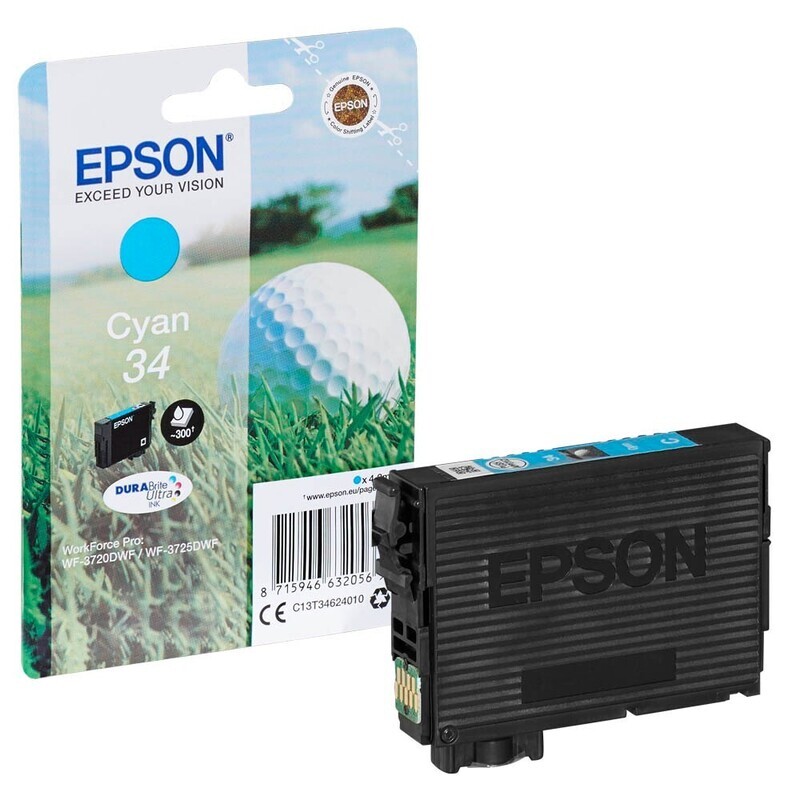 Original Epson T3462 / 34 Cyan Druckerpatrone / C13T34624010 Original Epson T3462 / 34 Cyan Druckerpatrone / C13T34624010