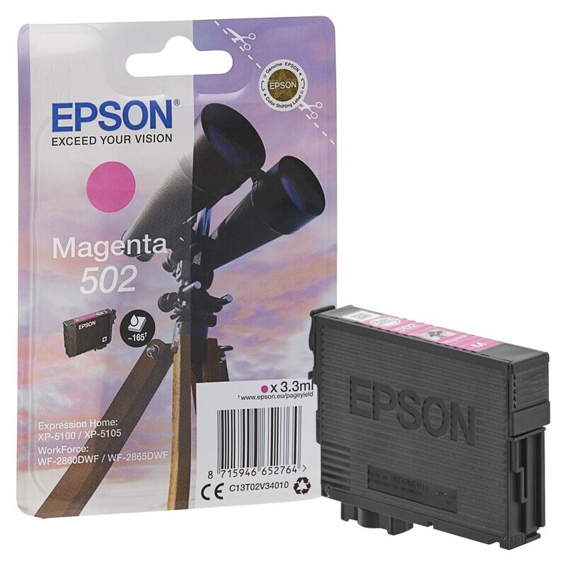 Original Epson 502 / T02V34  Magenta Druckerpatrone / C13T02V34010