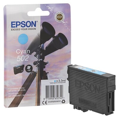 Original Epson 502 / T02V24 Cyan Druckerpatrone / C13T02V24010 Original Epson 502 / T02V24 Cyan Druckerpatrone / C13T02V24010