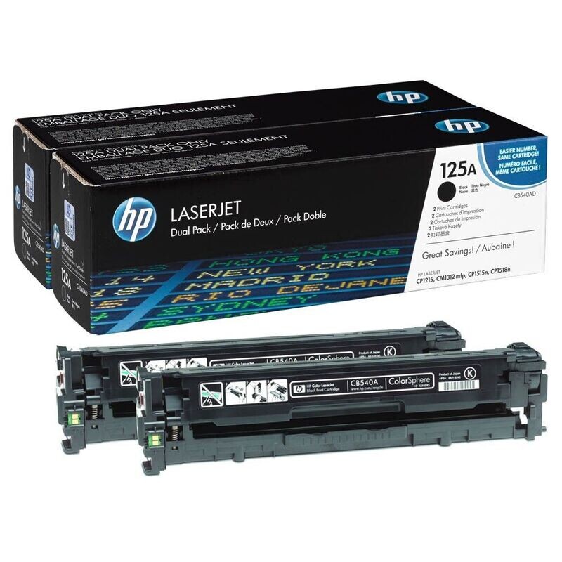 2x Original HP Toner 125A Schwarz / CB540A 2x Original HP Toner 125A Schwarz / CB540A